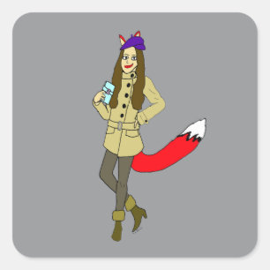 Foxgirl Vierkante Sticker