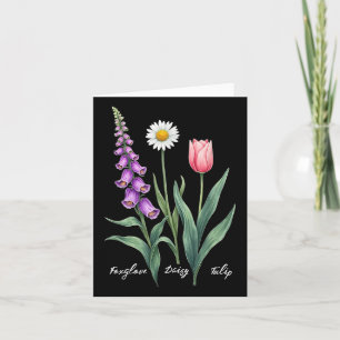 Foxglove Daisy Tulip Flower Design Bloemen Meisje Kaart