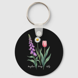 Foxglove Daisy Tulip Flower Design Bloemen Meisje Sleutelhanger