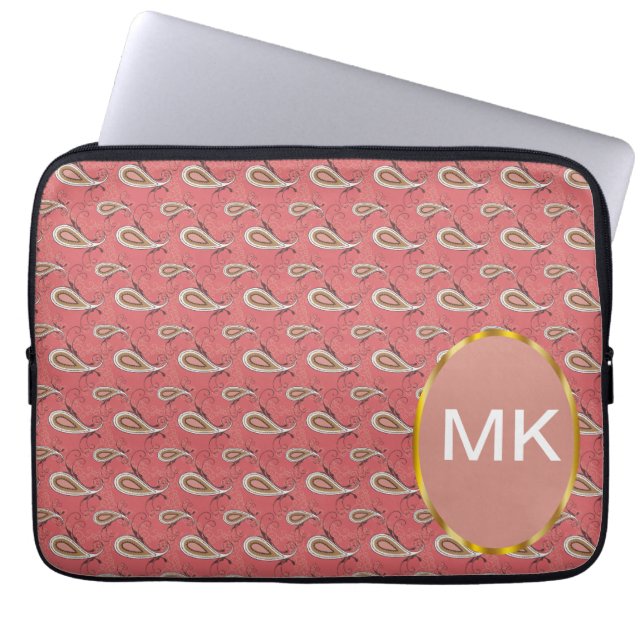Foxglove Petal Paisley Pattern Laptop Sleeve (Voorkant)