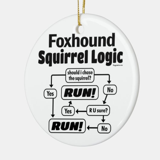 Foxhound Squirrel Logic Keramisch Ornament (Links)