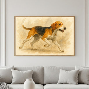 Foxhound Waterverf Art Poster
