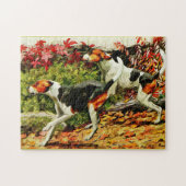 Foxhounds (Engels&Amerikaans) in herfsthout Legpuzzel (Horizontaal)
