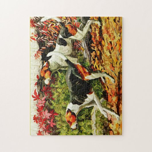 Foxhounds (Engels&Amerikaans) in herfsthout Legpuzzel (Verticaal)