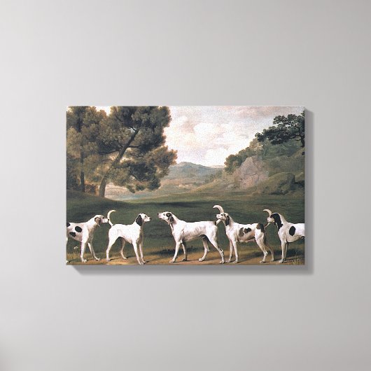 Foxhounds in een landelijk landschap (door George  Canvas Afdruk (Voorkant)