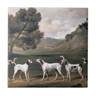 Foxhounds in een landelijk landschap (door George  Tegeltje