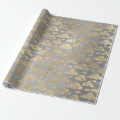 Foxier Zilver Grijs Glitter Wolken Metallic Zilver Cadeaupapier (Uitgerold)