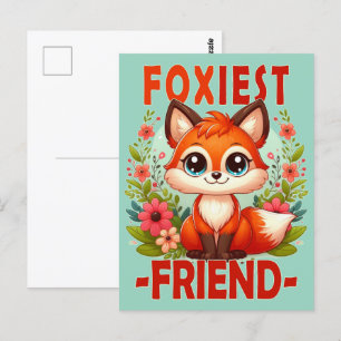 Foxiest Friend woordspeling. Schattigee Baby Fox p Briefkaart