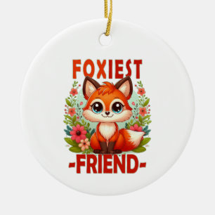 Foxiest Friend woordspeling. Schattigee Baby Fox p Keramisch Ornament
