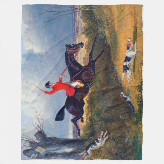 Foxjagende Clearing a Ditch 1839 Dog Fleece Deken (Voorkant)