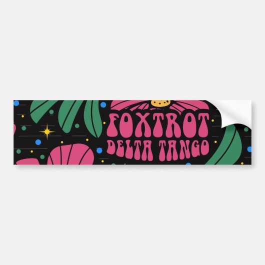 Foxtrot Delta Tango Flower Boho Bumpersticker (Voorkant)