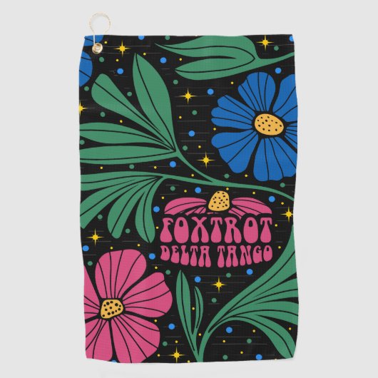 Foxtrot Delta Tango Flower Boho Golfhanddoek (Voorkant)
