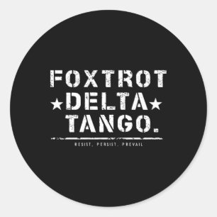 Foxtrot Delta Tango – Militaire Tactische Typograf Ronde Sticker