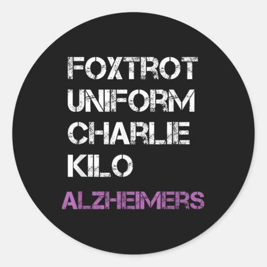 Foxtrot uniform Charlie Kilo, voor Heimers Ronde Sticker (Voorkant)