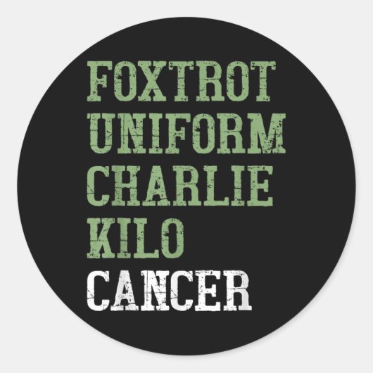 Foxtrot uniform Charlie Kilo - voor longkanker AWA Ronde Sticker (Voorkant)