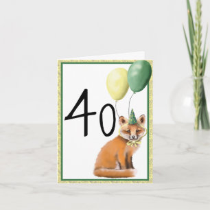 Foxy 40 Birthday Opgevouwen Wenskaart Kaart