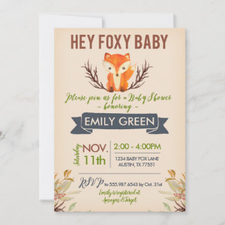 Foxy Baby shower Invitation Forêt Fox