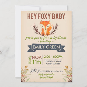 Foxy Baby shower Invitation Woodland Forest Fox Kaart