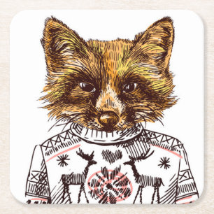 Foxy DPRY Fox Vierkante Kartonnen Onderzetter
