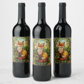 Foxy Elegance : Étiquette vitral Art Nouveau (Bouteilles)