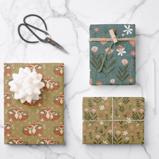Foxy Florals cadeauverpakking Inpakpapier Vel (Voorkant)
