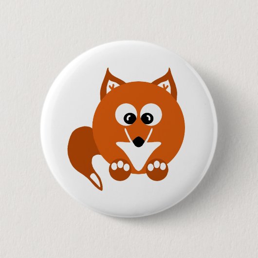 Foxy Fox Cartoon Button Badge (Voorkant)