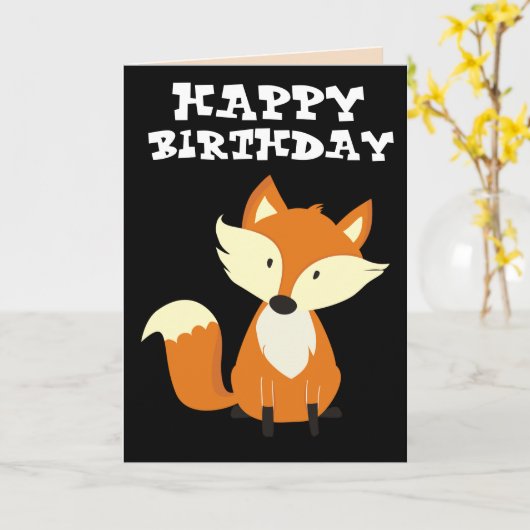 FOXY ! FOX HEUREUSES CARTES D'ANNIVERSAIRE (Fleur jaune)