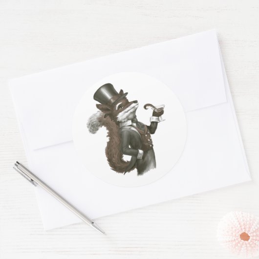 Foxy Fox Ronde Sticker (Envelop)
