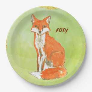 Foxy Ginger Fox Waterverf Papieren Bordje