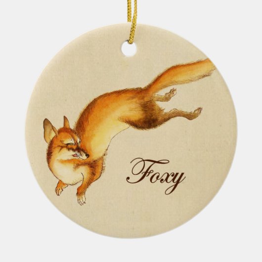 "Foxy" — Japanse schets van vossen Keramisch Ornament (Voorkant)