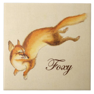 "Foxy" — Japanse schets van vossen Tegeltje