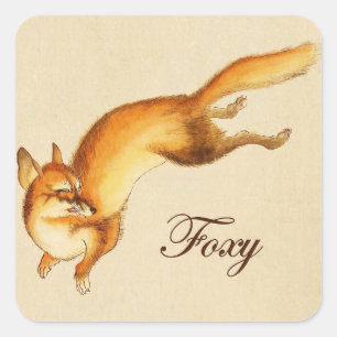 "Foxy" —  Japanse schets van vossen Vierkante Sticker