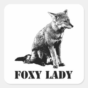 Foxy lady concept illustratie vierkante sticker