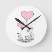 Foxy Pink Hearts Clock Ronde Klok (Voorkant)