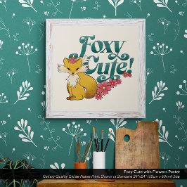 Foxy Schattige met bloemen Poster