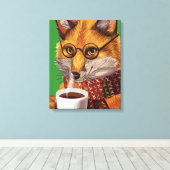 Foxy Tea-tijd Canvas Afdruk (Insitu (Houten vloer))
