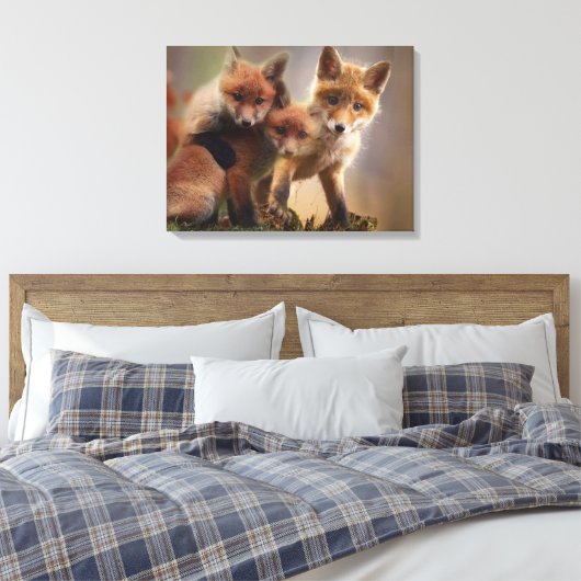 Foxy Triplets Canvas Afdruk (Insitu (Slaapkamer))