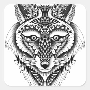 Foxy Wolf Vierkante Sticker