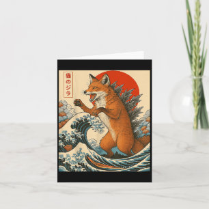 Foxzilla Fox Japanse kunst grappig voor mannen Vro Kaart