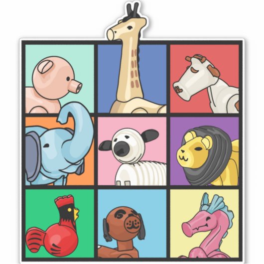 FP Little People Dieren Zoomvergadering Sticker (Voorkant)