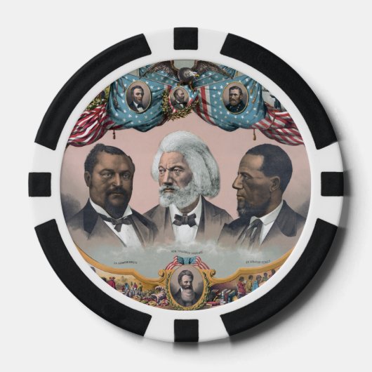 Fr3d3rick Bailey Douglass met zwarte abolitionist Poker Chips (Voorkant)