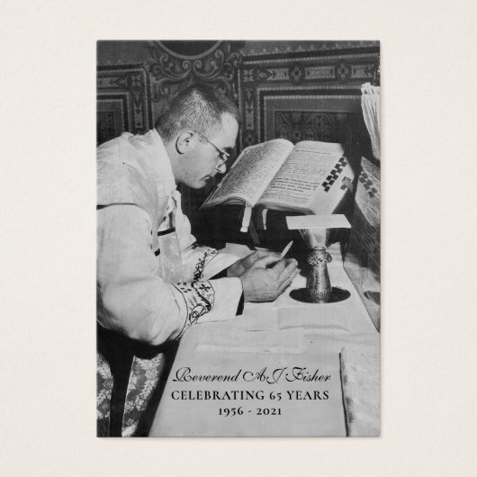 Fr. Fisher Holy Cards 65e anniversaire (Devant)