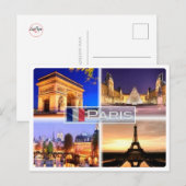 FR Frankrijk - Parijs by nachts - Briefkaart (Voorkant / Achterkant)