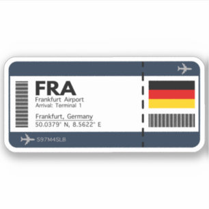 FRA Frankfurt Boarding Pass - Germany Ticket Sticker
