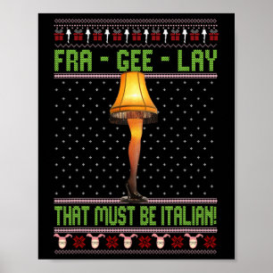 Fra-gee-lay Funny Christmas Fragile Italiaanse Xma Poster