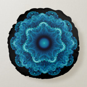 Fractaal blauw natuurlijk patroon rond kussen