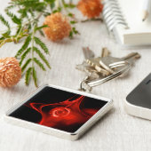 FRACTAAL ROOS, rood Sleutelhanger (Zijkant)