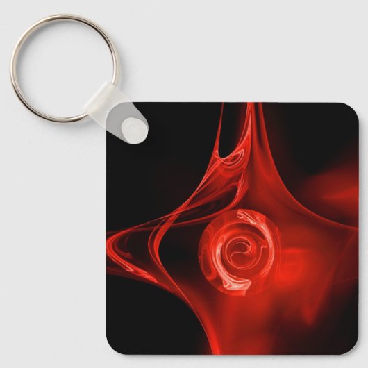 FRACTAAL ROOS, rood Sleutelhanger (Voorkant)