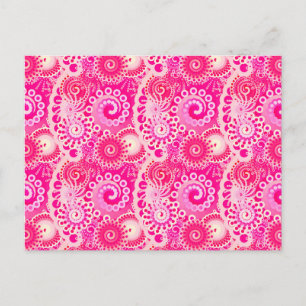 Fractaal spiraalpatroon, tinten fuchsia roze briefkaart