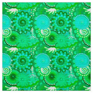 Fractaal wervelpatroon, Jade, Turquoise en Aqua Stof